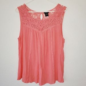 Torrid Plus Size 1 Tank Top Lace Peachy Pink